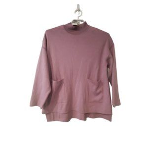 Chicos sweater womens 3 XL dusty purple tunic mock neck pockets